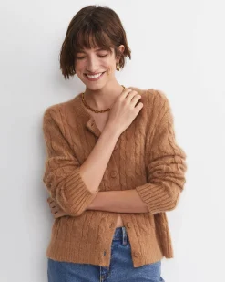 Fashion Sportscraft Tatiana Mohair Cable Cardigan in Camel
