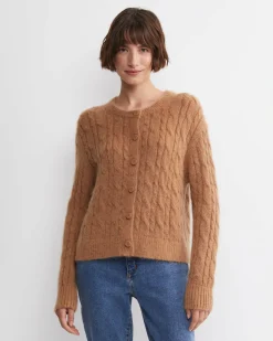 Fashion Sportscraft Tatiana Mohair Cable Cardigan in Camel