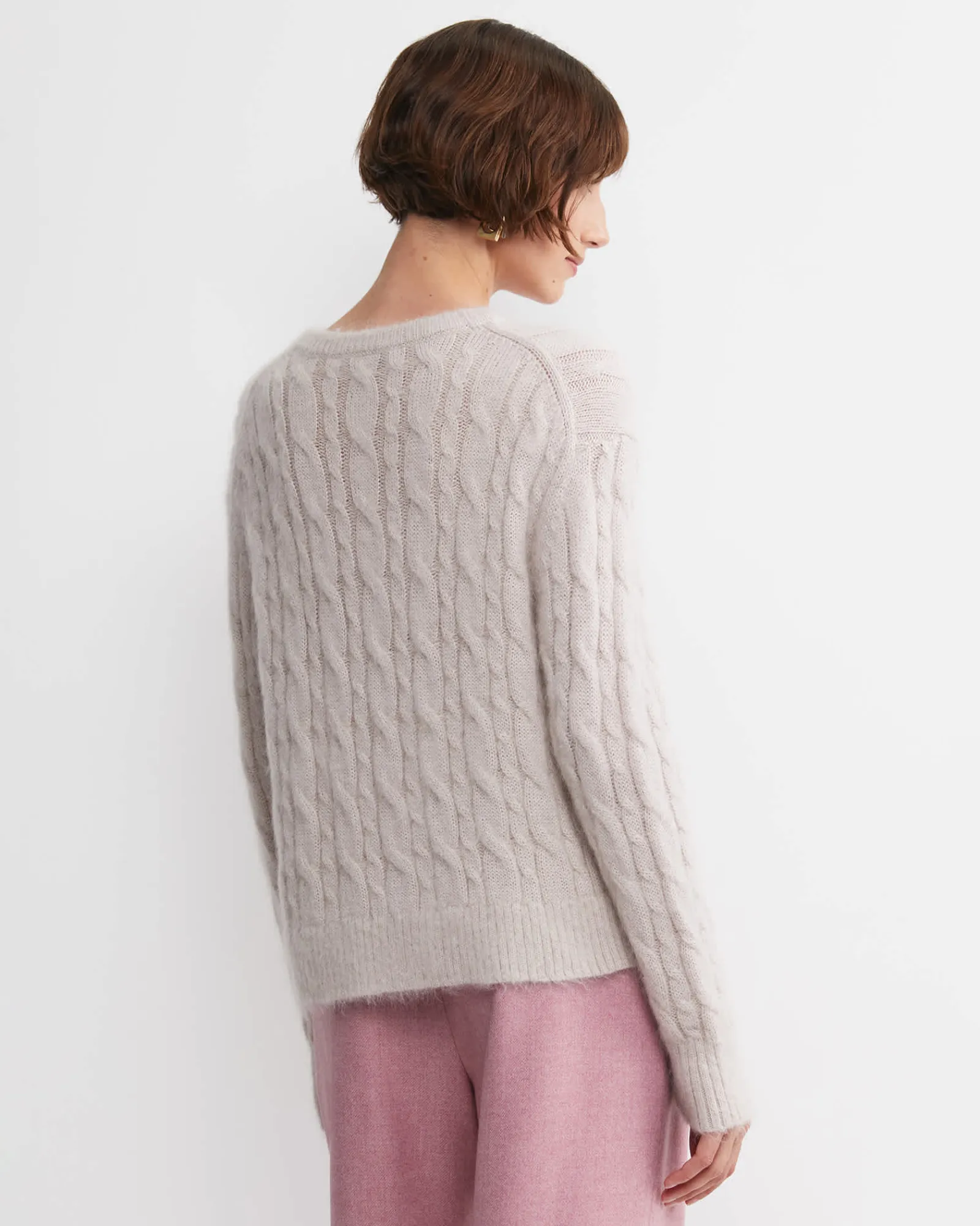 Outlet Sportscraft Tatiana Mohair Cable Cardigan in Oatmeal