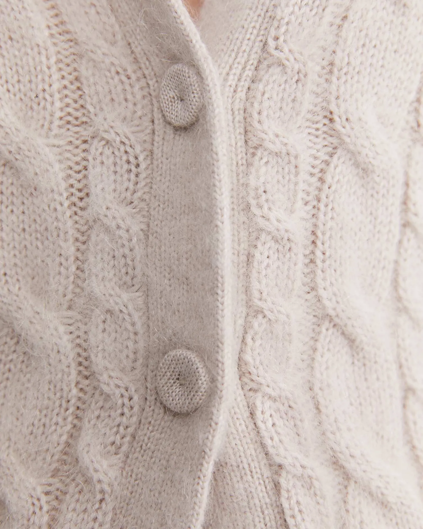 Outlet Sportscraft Tatiana Mohair Cable Cardigan in Oatmeal