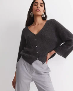 Discount Sportscraft Tatiana Mohair Cropped Cardigan in Charcoal