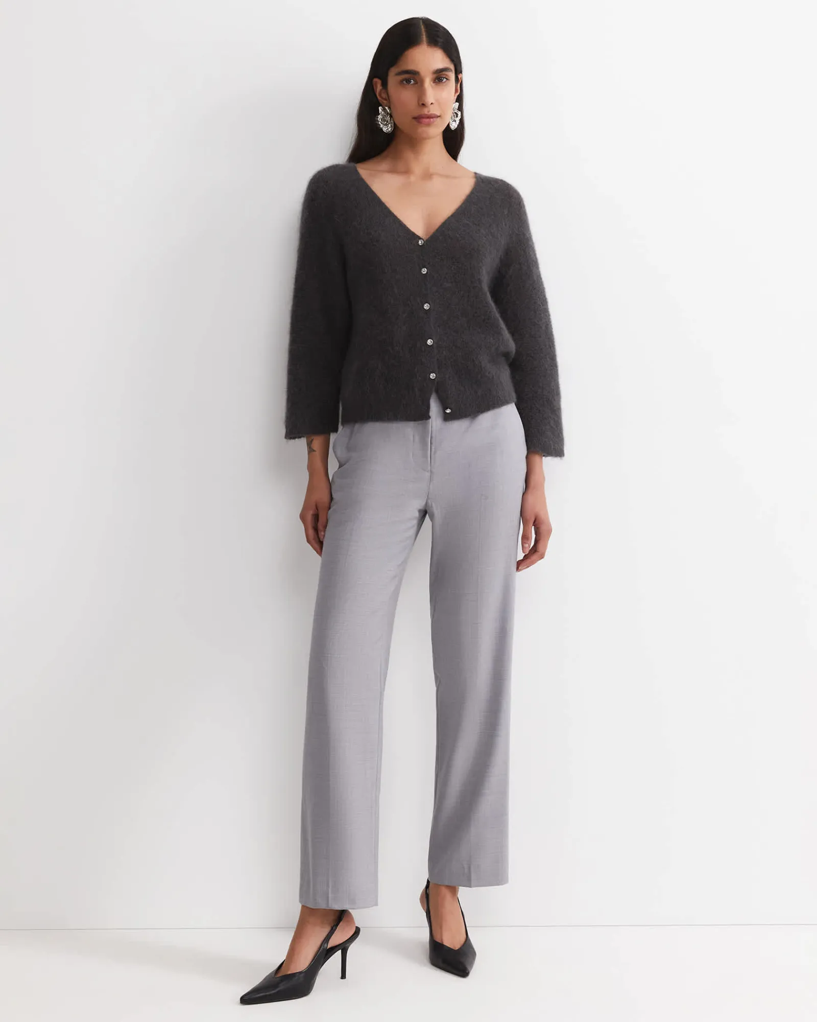 Discount Sportscraft Tatiana Mohair Cropped Cardigan in Charcoal