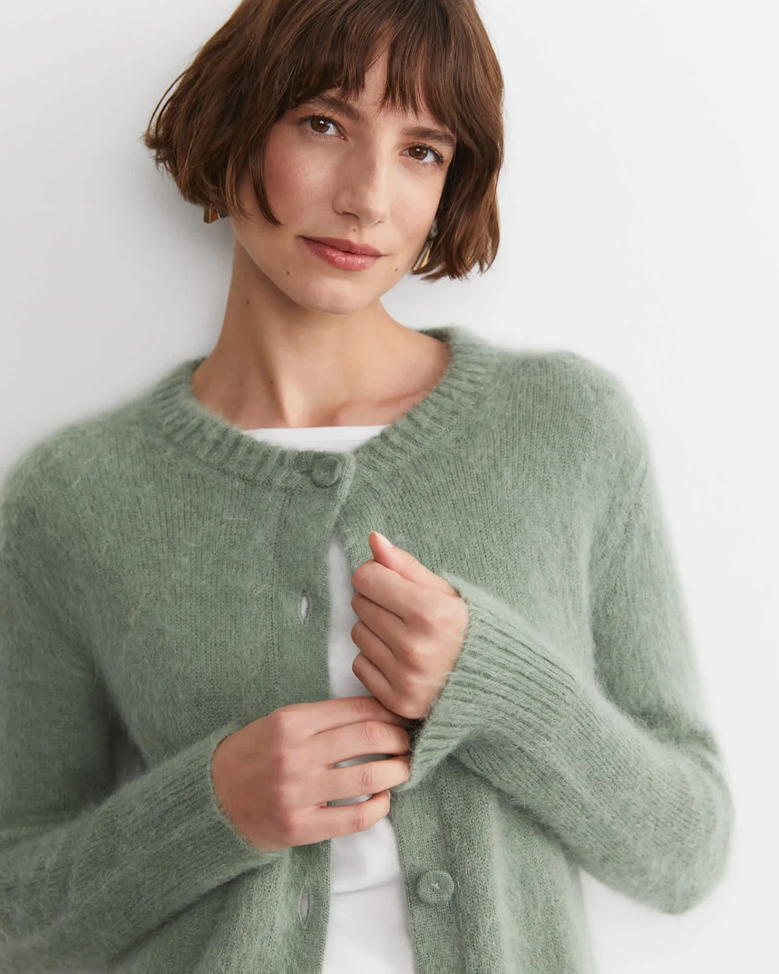 Sale Sportscraft Tatiana Mohair Long Cardigan in Sage