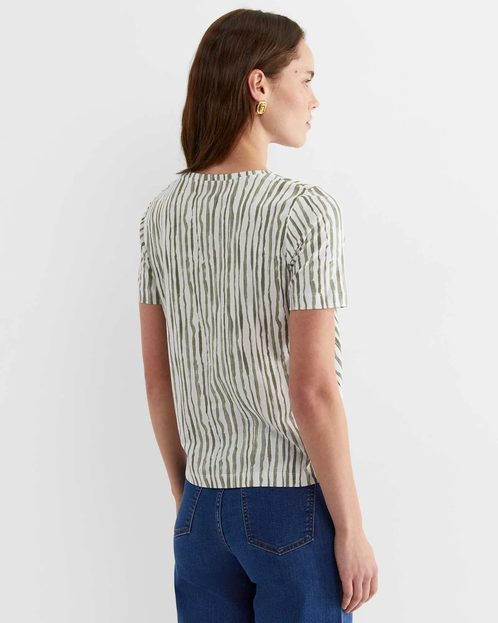 Discount Sportscraft Tina Stripe Mercerised Tee in Whitekhaki White/khaki