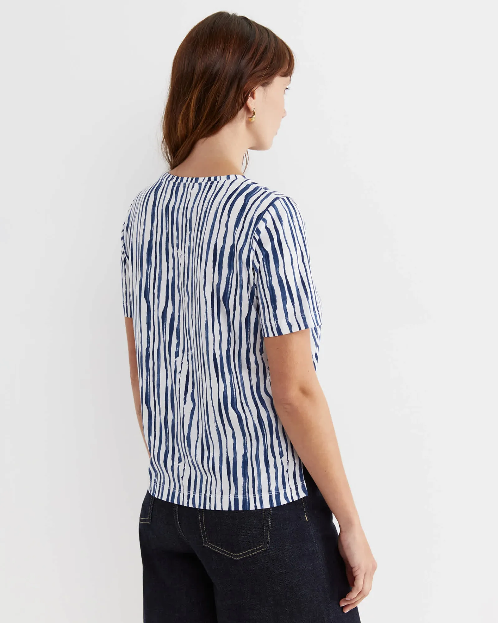 New Sportscraft Tina Stripe Mercerised Tee in Navywhite Navy/white