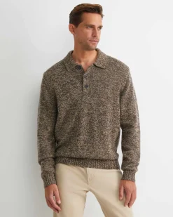 Discount Sportscraft Todd Knit Polo in Brown Multi BrownMulti