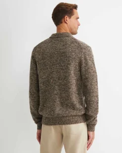 Discount Sportscraft Todd Knit Polo in Brown Multi BrownMulti