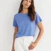 Sale Sportscraft Tonia Crew Neck Linen Tee in Belle Blue BelleBlue