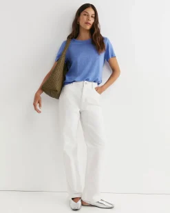 Sale Sportscraft Tonia Crew Neck Linen Tee in Belle Blue BelleBlue