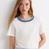 Hot Sportscraft Tonia Rib Neck Short Sleeve Tee in Whitemulti White/multi