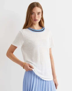 Hot Sportscraft Tonia Rib Neck Short Sleeve Tee in Whitemulti White/multi