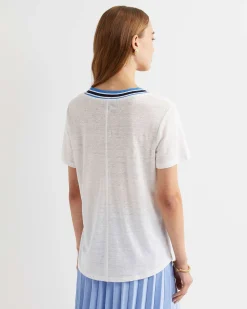 Hot Sportscraft Tonia Rib Neck Short Sleeve Tee in Whitemulti White/multi