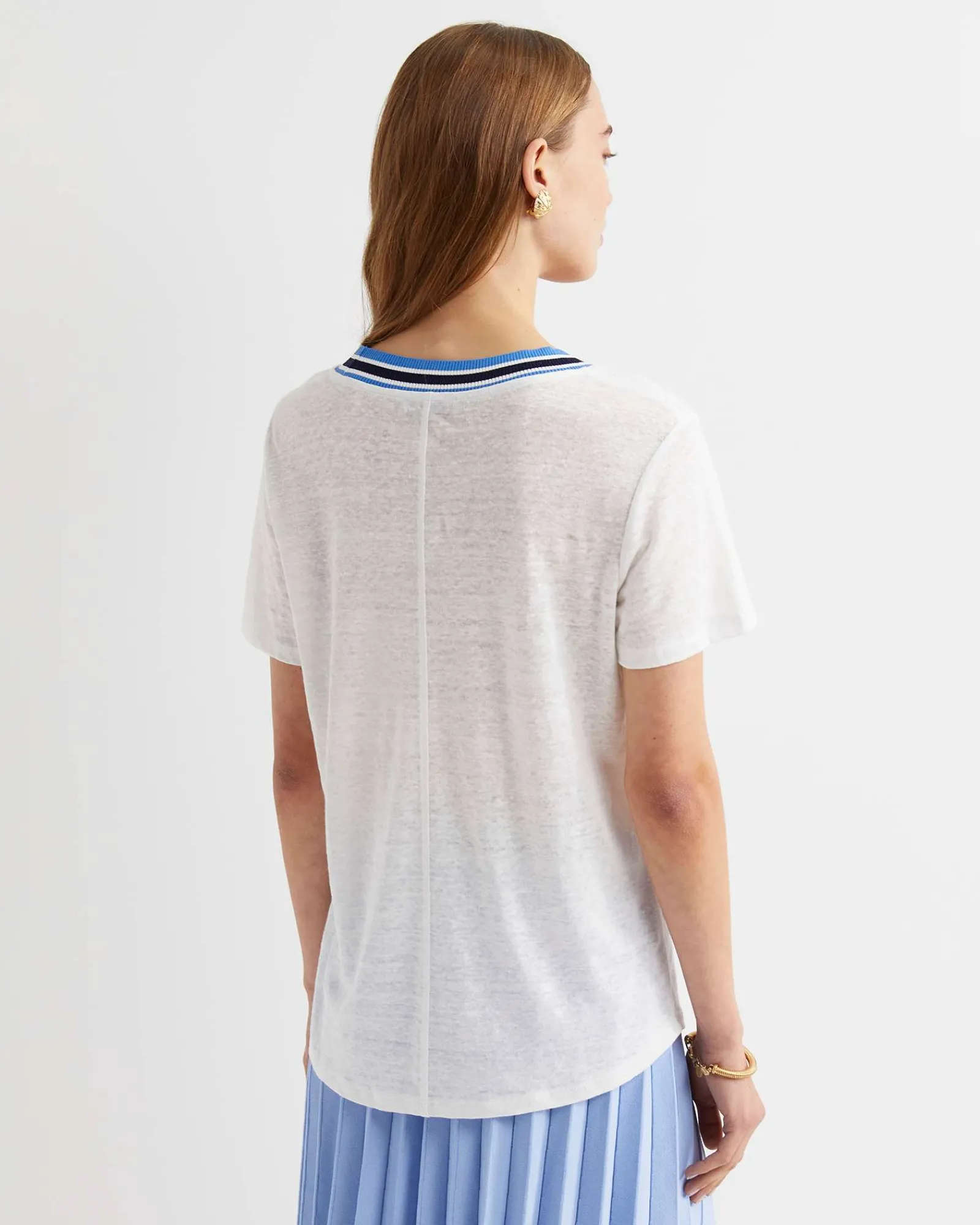 Hot Sportscraft Tonia Rib Neck Short Sleeve Tee in Whitemulti White/multi
