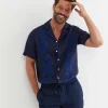 Best Sportscraft Toohey Short Sleeve Linen Shirt in Navy