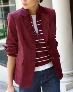 Outlet Sportscraft Valentina Single Breasted Velvet Blazer in Wine