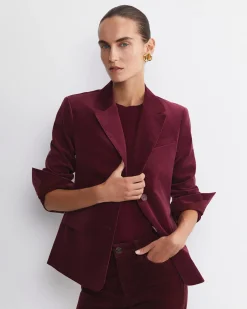 Outlet Sportscraft Valentina Single Breasted Velvet Blazer in Wine