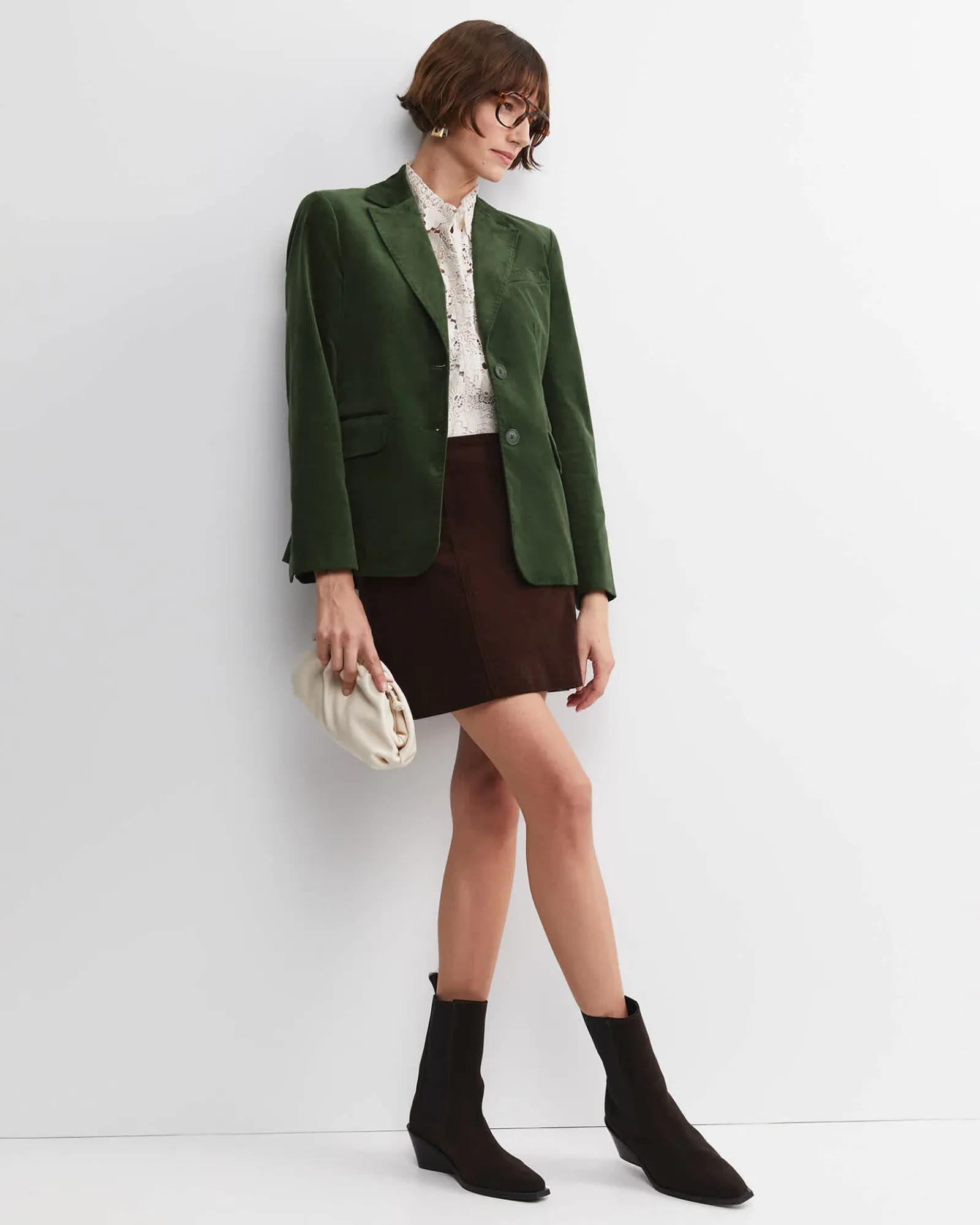 Sale Sportscraft Valentina Single Breasted Velvet Blazer in Sage