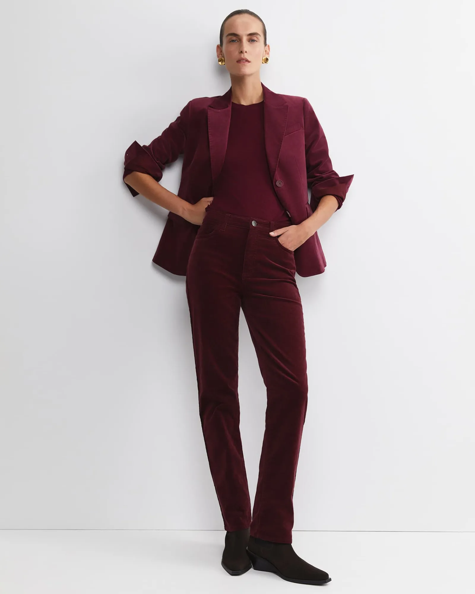 Outlet Sportscraft Valentina Single Breasted Velvet Blazer in Wine