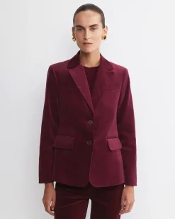 Outlet Sportscraft Valentina Single Breasted Velvet Blazer in Wine