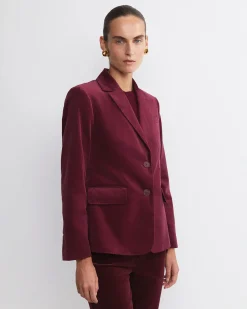 Outlet Sportscraft Valentina Single Breasted Velvet Blazer in Wine