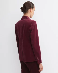 Outlet Sportscraft Valentina Single Breasted Velvet Blazer in Wine