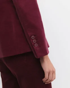 Outlet Sportscraft Valentina Single Breasted Velvet Blazer in Wine