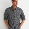 Sale Sportscraft William Long Sleeve Print Shirt in Khaki