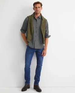 Sale Sportscraft William Long Sleeve Print Shirt in Khaki