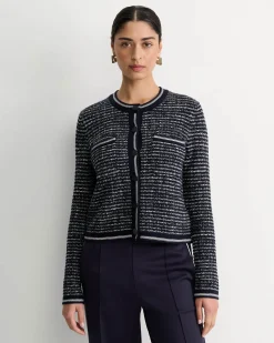 Fashion Sportscraft Wool Cotton Lady Jacket in Navywhite Navy/white