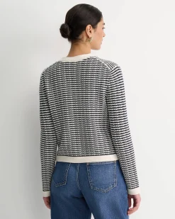 Clearance Sportscraft Wool Cotton Lady Jacket in Whitenavy White/navy