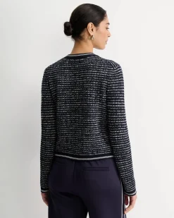 Fashion Sportscraft Wool Cotton Lady Jacket in Navywhite Navy/white