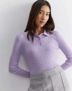 New Sportscraft Wool Silk Polo in Lavender