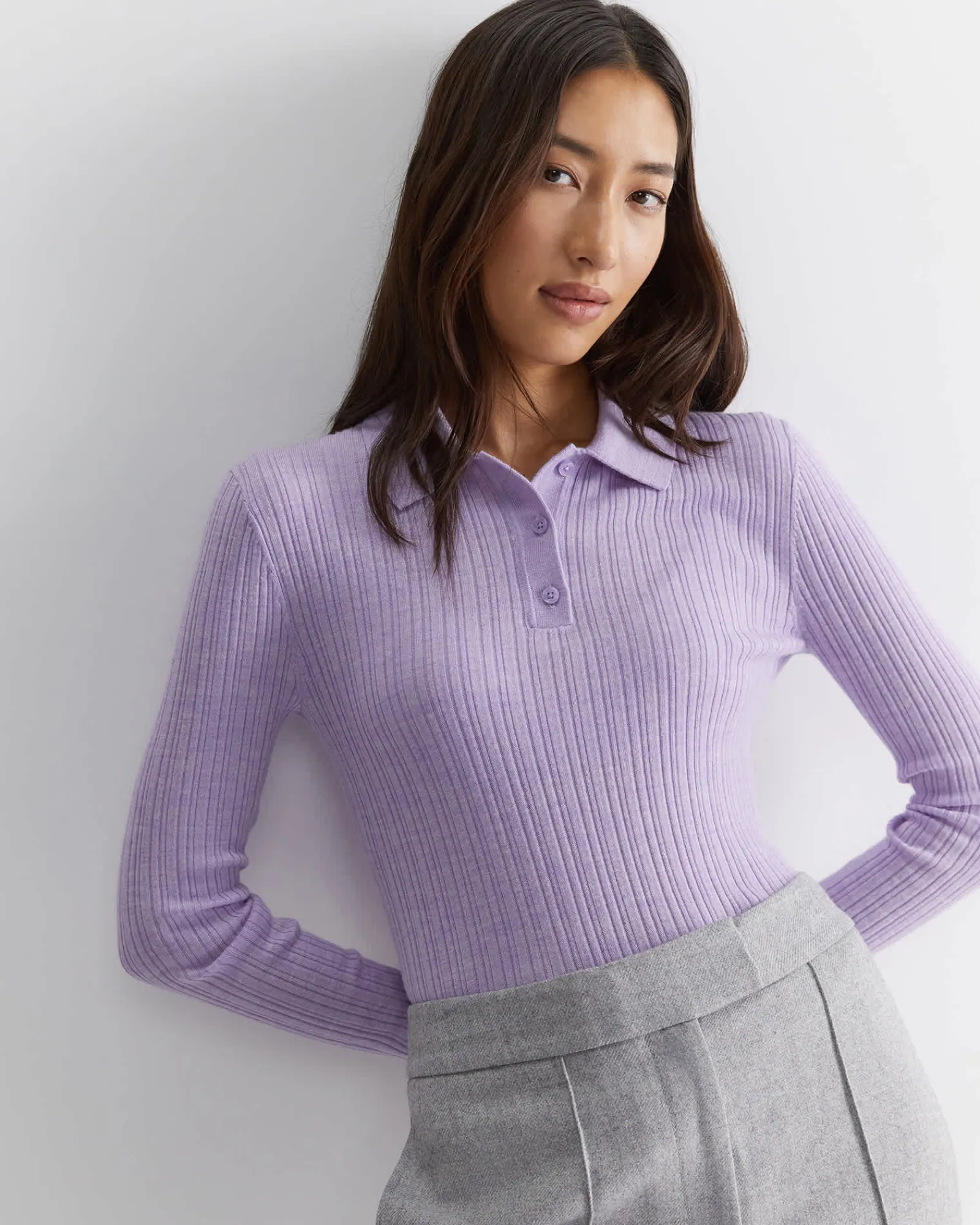 New Sportscraft Wool Silk Polo in Lavender