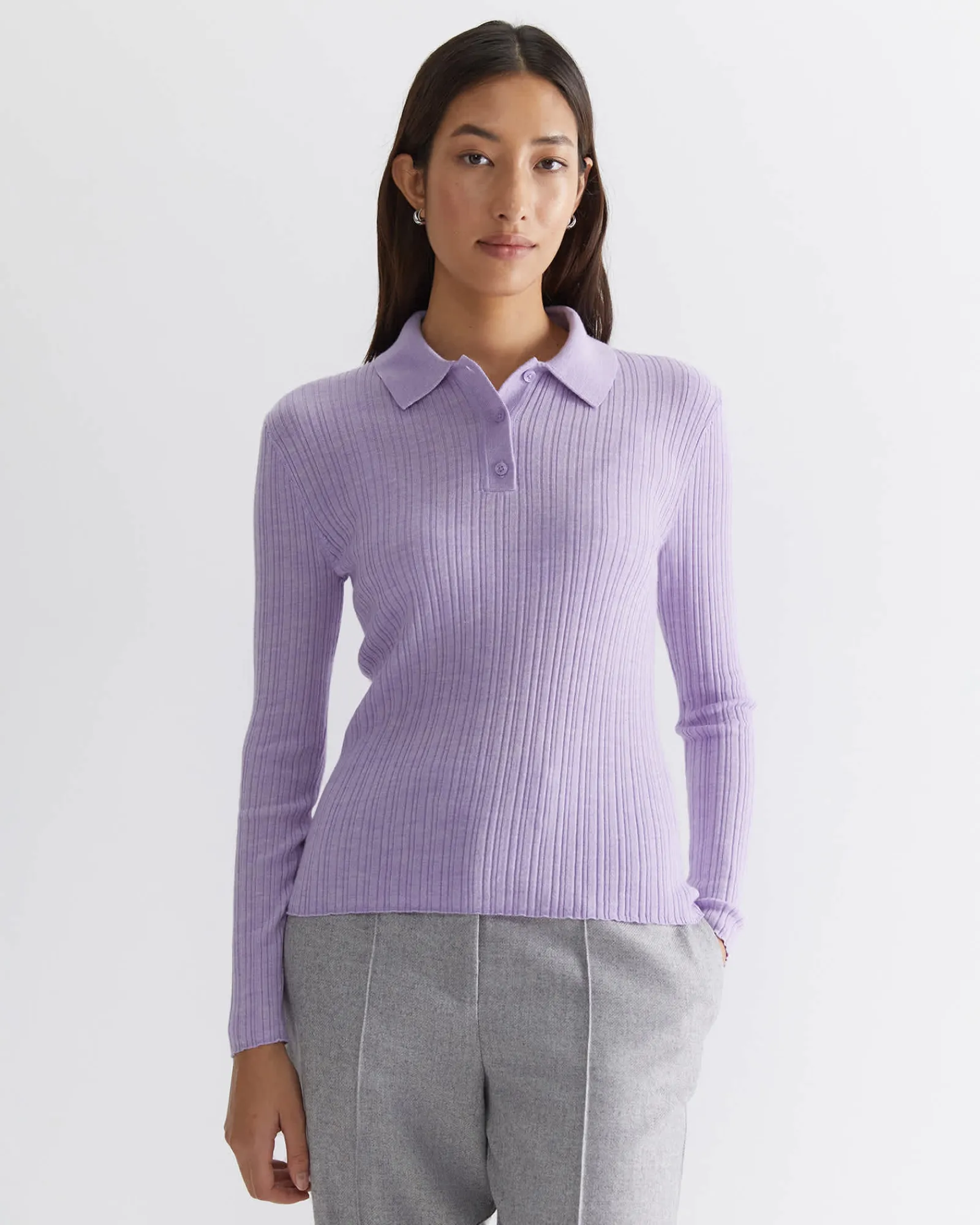 New Sportscraft Wool Silk Polo in Lavender