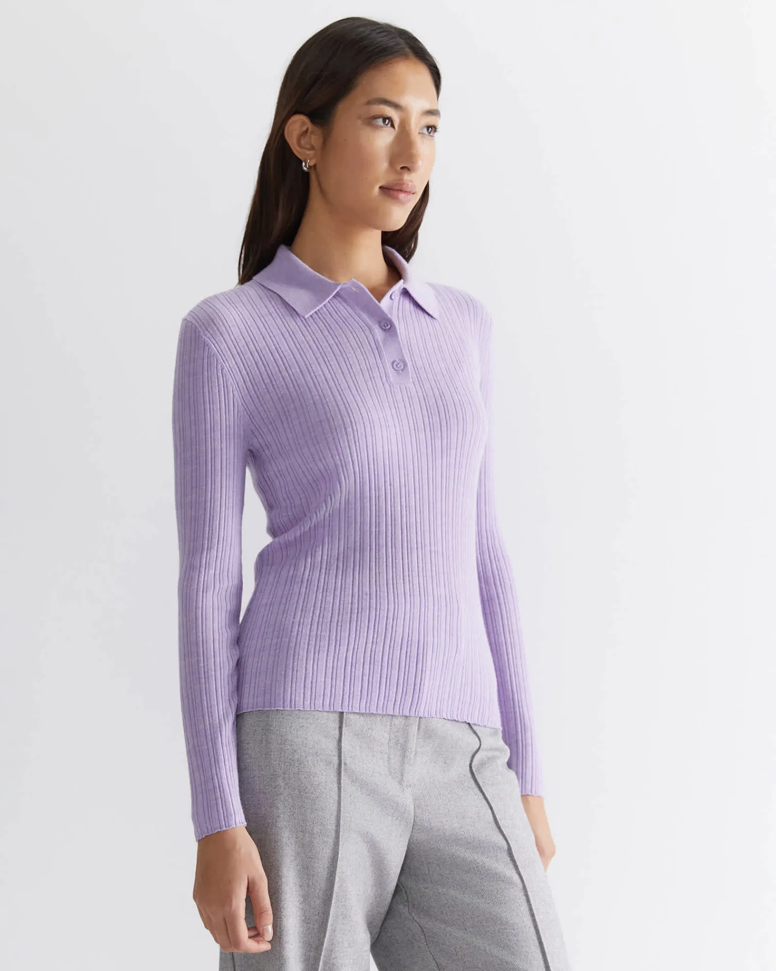 New Sportscraft Wool Silk Polo in Lavender
