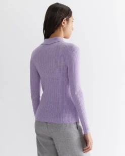 New Sportscraft Wool Silk Polo in Lavender