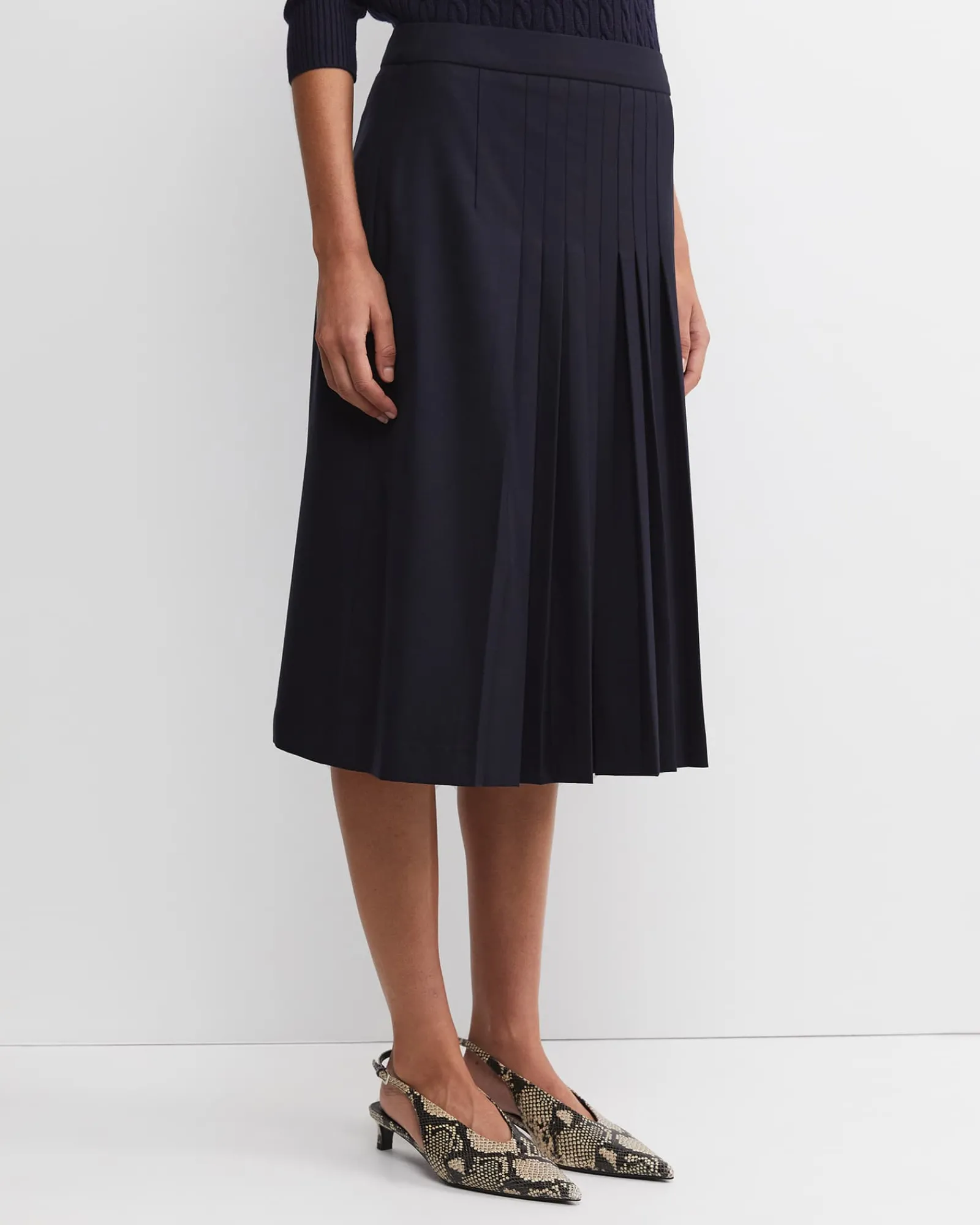 Sale Sportscraft Wren Pleated Midi Skirt in Navy