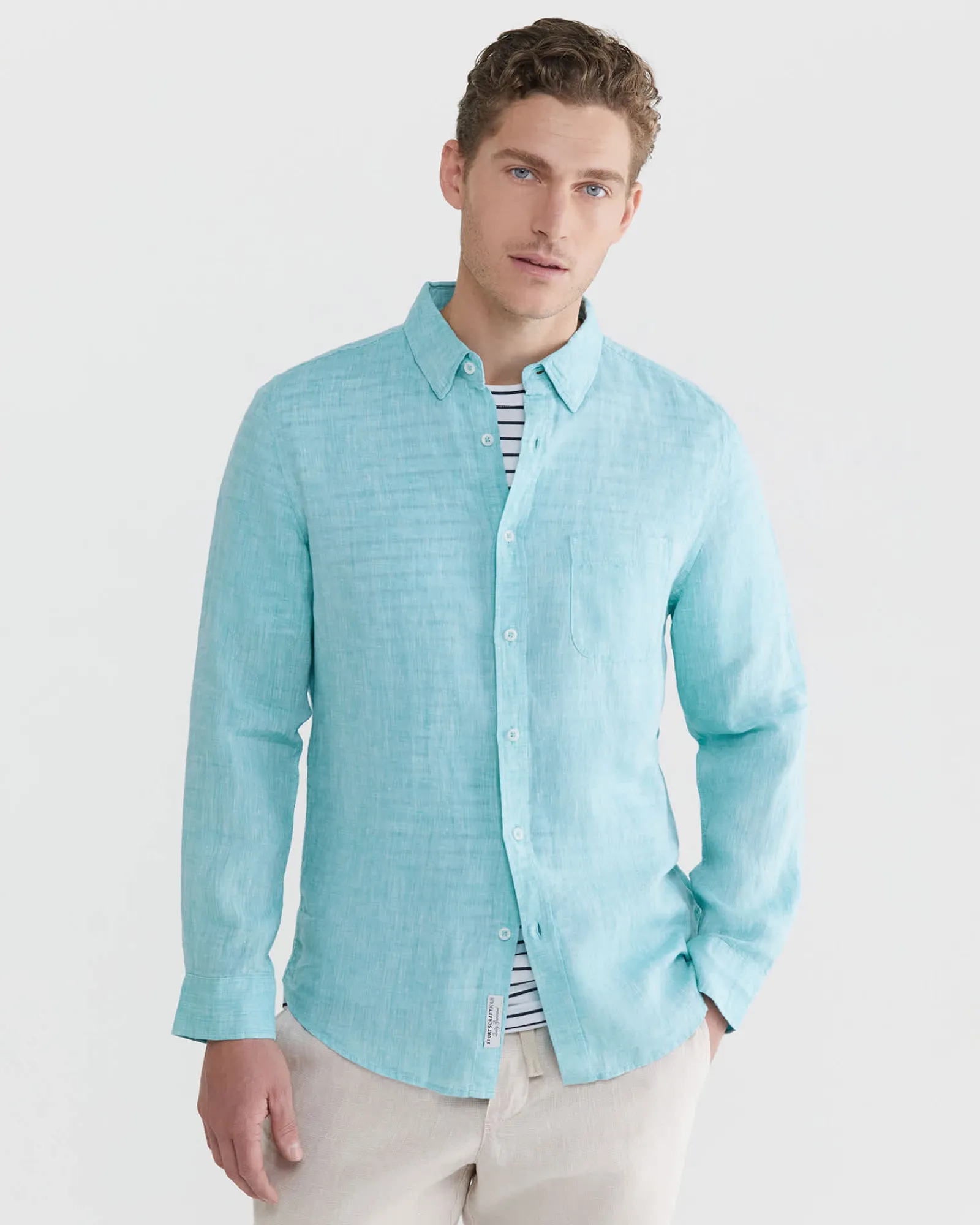 Discount Sportscraft Yard Dyed Linen Shirt in Teal