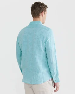 Discount Sportscraft Yard Dyed Linen Shirt in Teal