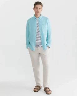 Discount Sportscraft Yard Dyed Linen Shirt in Teal