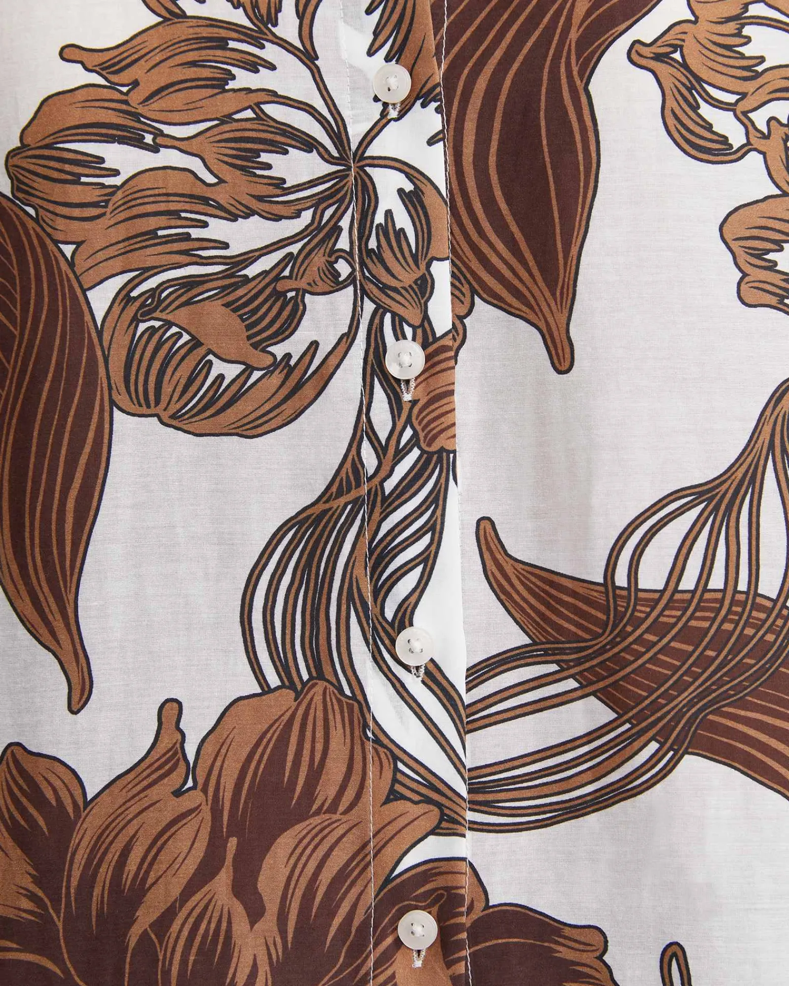 Outlet Sportscraft Zinnia Cotton Silk Shirt in Ivorybrown Ivory/brown