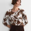Clearance Sportscraft Zinnia Mercerised Tee in Ivorybrown Ivory/brown