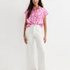 Best Sportscraft Zola Short Sleeve Lily Voile Shirt in Pinkwhite Pink/white