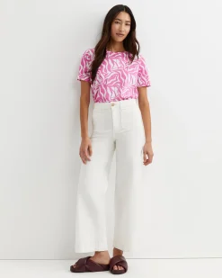 Discount Sportscraft Zola Short Sleeve Mercerised Tee in Pinkwhite Pink/white