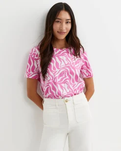 Discount Sportscraft Zola Short Sleeve Mercerised Tee in Pinkwhite Pink/white