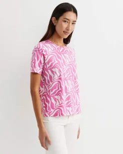 Discount Sportscraft Zola Short Sleeve Mercerised Tee in Pinkwhite Pink/white
