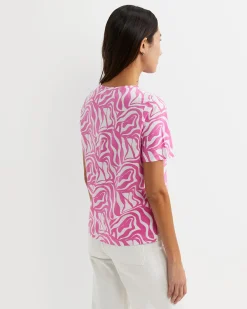 Discount Sportscraft Zola Short Sleeve Mercerised Tee in Pinkwhite Pink/white